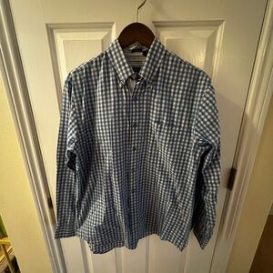 Izod Blue and Grey Gingham Men's Shirt. Size Medium.